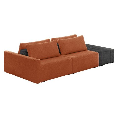 Sofá Ilha 2 Lugares Living 292cm Modulado Lary Bouclê Pu Pto K01 Cor Mostarda