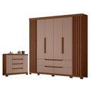 Ver imagem 1 de Guarda Roupa Doble Casal 06 Portas e Cômoda Sapateira Atena 04 Gavetas e 02 Portas Nogueira