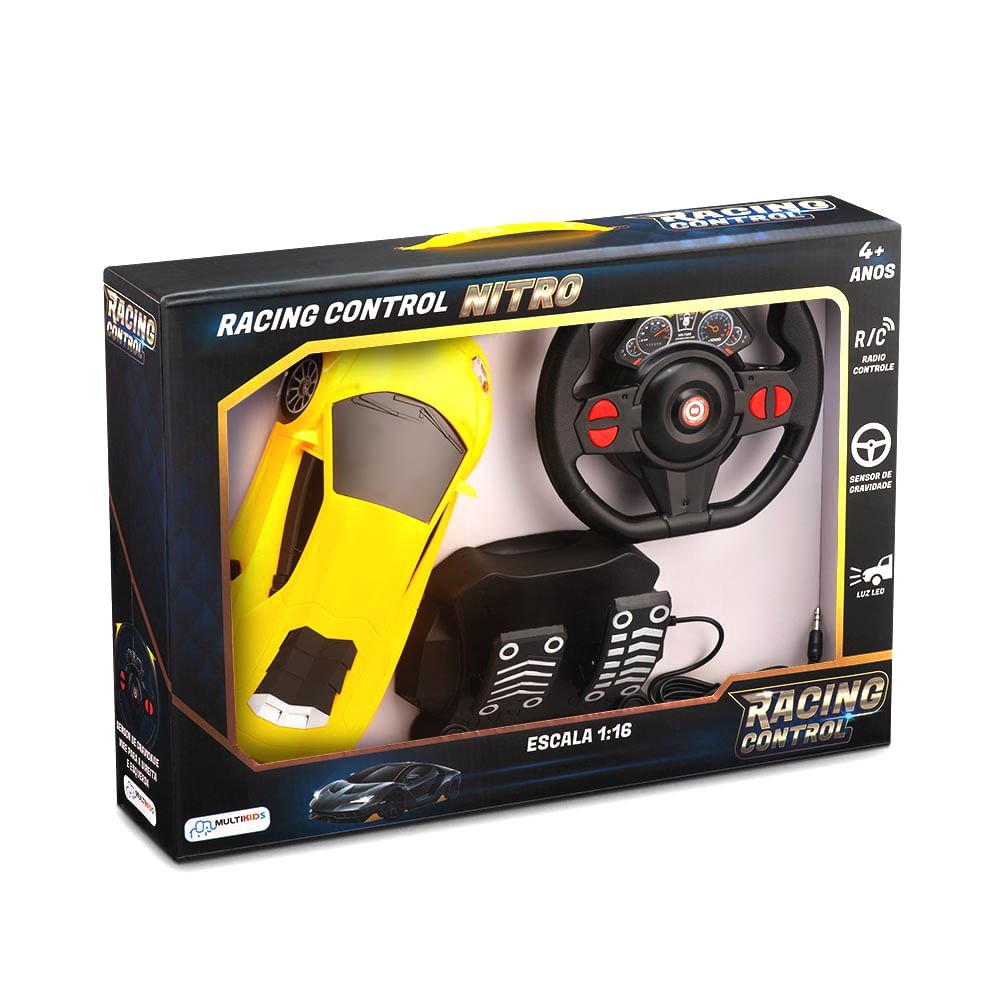 Carrinho com Volante e Pedal Racing Control Nitro Amarelo Multikids - Br1145x [reembalado] Br1145x - 1