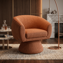 Ver imagem 1 de Poltrona Giratória Orgânica Maya Tecido Linho Courino Design Redondo Sala Quarto Suporta 150kg:linho
