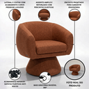 Ver imagem 5 de Poltrona Giratória Orgânica Maya Tecido Linho Courino Design Redondo Sala Quarto Suporta 150kg:linho