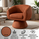 Ver imagem 3 de Poltrona Giratória Orgânica Maya Tecido Linho Courino Design Redondo Sala Quarto Suporta 150kg:linho