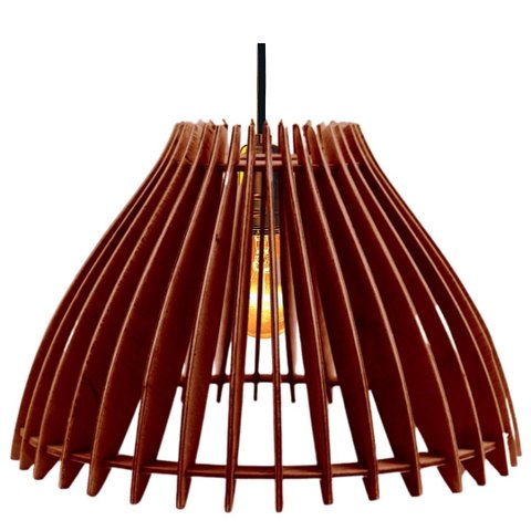 Luminária Teto tipo Pendente em MDF ARUANÃ Completa -:Marrom
