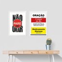 Ver imagem 2 de Kit 2 Quadros Cristãos Oração - Medicamento 45x34cm:madeira Preta