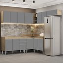 Ver imagem 1 de Armário de Cozinha Modulado de Canto 7 Peças Cp19 Balcão sem Tampo Castanho/cinza - Lumil Lumil Móve