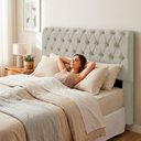 Ver imagem 1 de Cabeceira Cama Box King Size Sarah 195cm com Frame Suede Bege Claro - Abmaza