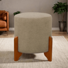 Puff Decorativo Thor Pés de Madeira Linho Bege - 2