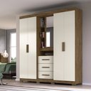 Ver imagem 2 de Guarda Roupa 5 Portas com Espelho Eldorado Castanho Wood Baunilha 907391 Moval