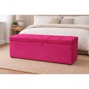 Ver imagem 2 de Kit de Quarto Heitor Bicama Baú Solteiro Cabeceira e Calçadeira Baú Estofada Veludo Rosa Pink do