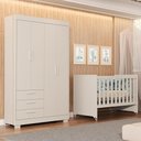 Ver imagem 2 de Jogo de Quarto Infantil Guarda Roupa Zaki e Berço Evolution Areia Fosco - Reller Móveis