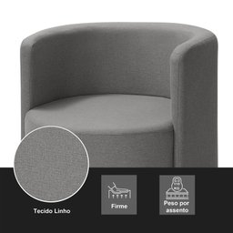 Poltrona para Sala de Estar Orgânica Califórnia Cinza Escuro Pês de Ferro - Redenobre - 5