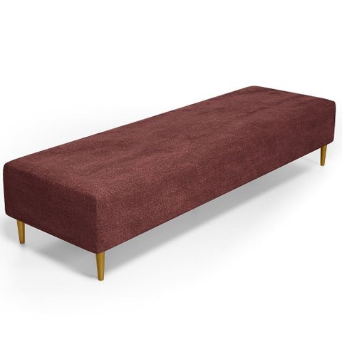 Puff Decorativo Sala de Estar Bali W01 Pés Palito 170x60cm Linho Bordô - Lyam Decor