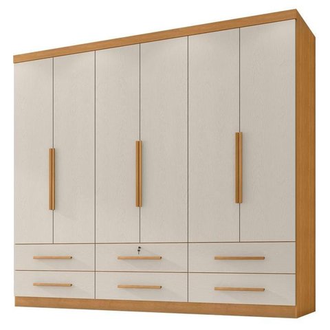 Guarda Roupa Casal Maximus 6 Portas 6 Gavetas Cinamomo Areia Fosco - Zanzini