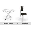 Ver imagem 1 de Conjunto: Mesa de Cozinha Volga c/ Tampo de Vidro 95cm + 4 Cadeiras Lisboa Cromado/Preto -