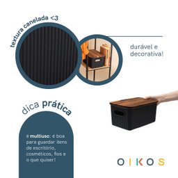 Caixa Organizadora 6l de Plástico com Tampa de Madeira- Oikos - 4