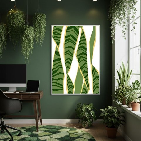 Quadro Decorativo Folhas Estampadas 70x50cm Mold Branca