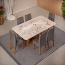 Ver imagem 6 de Conjunto Sala de Jantar Mesa Tampo Vidro 6 Cadeiras Dj Móveis Kiara Yasmin Lunar