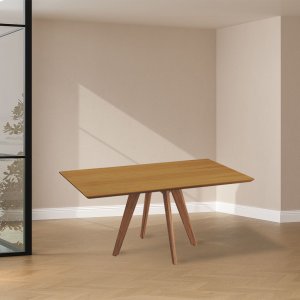 Mesa de Jantar Maisa Tampo Laminado Cinamomo e Pés em Madeira Maciça Natural 1,17m