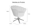 Ver imagem 3 de Poltrona Decorativa Pétala Base Giratória Metal Couro Branco Mz Decor