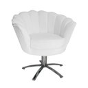 Ver imagem 1 de Poltrona Decorativa Pétala Base Giratória Metal Couro Branco Mz Decor