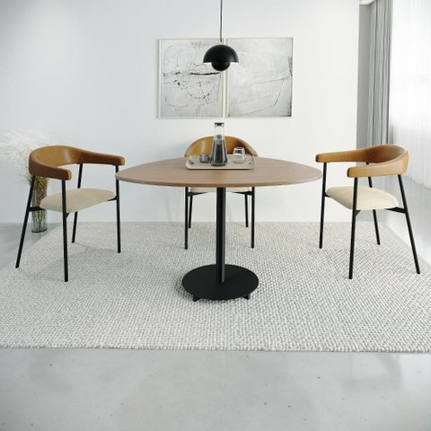 Conjunto 2 Cadeiras de Jantar Joy Tecido Boucle Est.Preta