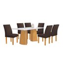 Ver imagem 2 de Conjunto Mesa Stella Ripada 170cm com 6 Cadeiras Canela Tampo Smart Plus com Vidro