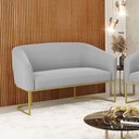 Ver imagem 5 de Sofá Namoradeira 2 Lugares Base Industrial Dourado Stella Suede D03 - D'Rossi Cor Cinza