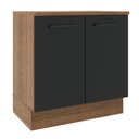Ver imagem 1 de Balcão Armário de Cozinha 80 cm 2 Portas Rustic/Preto Agata Madesa