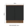 Balcão Armário de Cozinha 80 cm 2 Portas Rustic/Preto Agata Madesa - 3