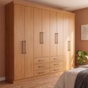 Ver imagem 1 de Guarda Roupa Casal 8 Portas 6 Gavetas com Cabideiros, Calceiros e Prateleiras 238,8x217,6x46,3cm