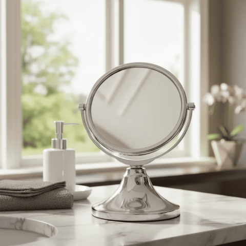 Espelho de Aumento Dupla-face para Maquiagem Jolie - Cromo