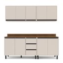 Ver imagem 3 de Cozinha Koya 4 Peças 200x214cm Armários Aéreos Balcões com 3 Gavetas e Tampo Creme 250040