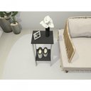 Ver imagem 2 de Mesa Lateral Mesa de Cabeceira Quadrada sem Gavetas em Mdf Moderno Branco, Preto
