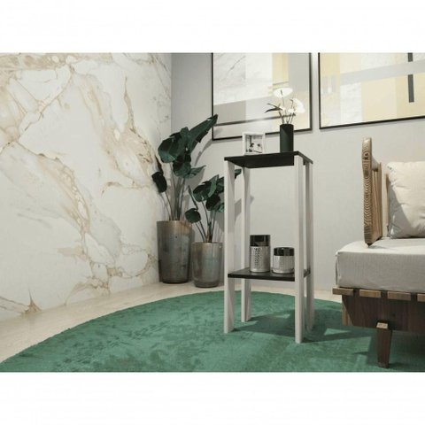 Mesa Lateral Mesa de Cabeceira Quadrada sem Gavetas em Mdf Moderno Branco, Preto
