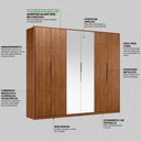 Ver imagem 5 de Guarda Roupa Casal 6 Portas com Espelho e 6 Gavetas Equador - Nogueira Touch