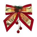 Ver imagem 1 de Laço Grande Texturizado de Enfeite Natal Vermelho e Dourado