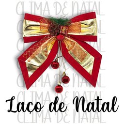 Laço Grande Texturizado de Enfeite Natal Vermelho e Dourado - 4