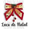 Laço Grande Texturizado de Enfeite Natal Vermelho e Dourado - 4