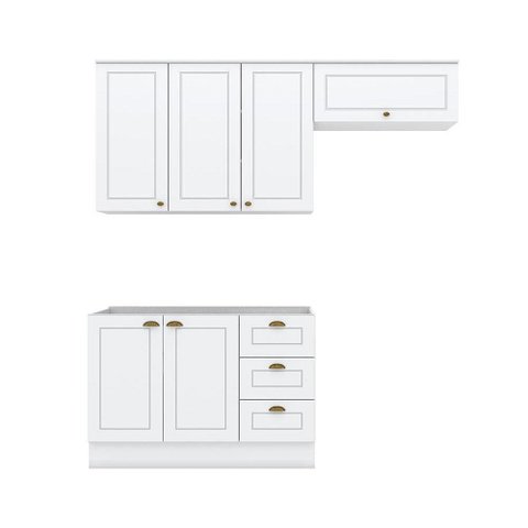 Cozinha Modulada Henn Americana 3 Peças (2aéreos+1balcão) S/pia Cz136 Branco-henn