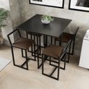 Ver imagem 1 de Conjunto Mesa Preta 4 Cadeiras Pequena Estofado Industrial Black