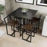 Conjunto Mesa Preta 4 Cadeiras Pequena Estofado Industrial Black - 1