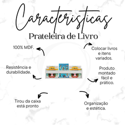 Prateleira para Livros Infantil em Mdf Plancasa Branco Tx - 7 Prateleira para Livros Infantil em Mdf Plancasa Branco Tx - 7