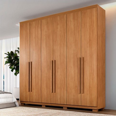 Guarda-roupa Casal Lublin 6 Portas 6 Gavetas Cinamomo - Pnr Móveis