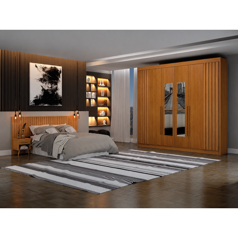 Dormitorio Casal Ripado 2PÇS 6 Portas Verona - Arbo Design