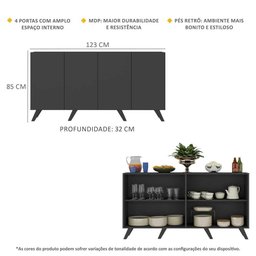 Aparador Buffet 4 Portas Retrô Alemanha Multimóveis BR3556 - 4