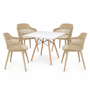 Ver imagem 2 de Conjunto Mesa de Jantar Quadrada Branco 90cm com 4 Cadeiras Marcela Nude