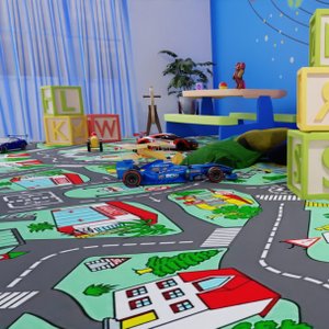 Piso Vinilico em Manta Semi-brilhoso Ambiente Infantil 2,5mm Auto Pista 46m²