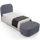 Ver imagem 1 de Cabeceira Cama Box 100cm Lanna com Puff Recamier Doha W01 Suede Cinza - Lyam Decor