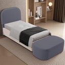Ver imagem 5 de Cabeceira Cama Box 100cm Lanna com Puff Recamier Doha W01 Suede Cinza - Lyam Decor