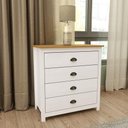 Ver imagem 2 de Cômoda para Quarto 4 Gavetas Estilo Americano 80cm Lázio F07 Branco-carvalho - Mpozenato